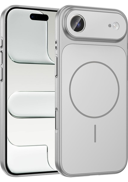iPhone 17 Air Kılıf Ecrz M-Safe Şarj Özellikli Kamera Korumalı Formen Kapak - Gümüş