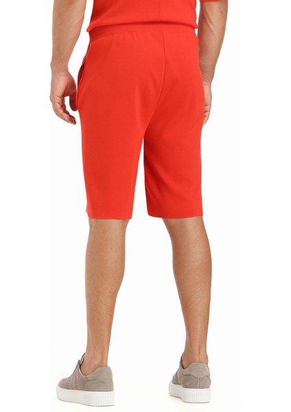 Turuncu Düz Örme Regular Fit Spor Bermuda