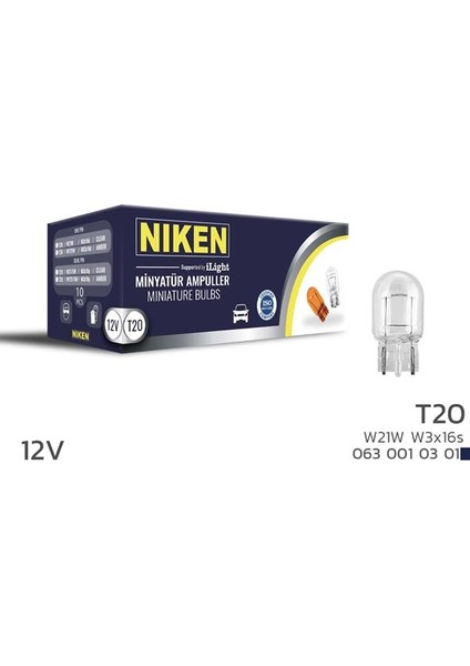 T20 DİPSIZ AMPUL 93 W21W W3X16S 125 10LU (10 ADET)