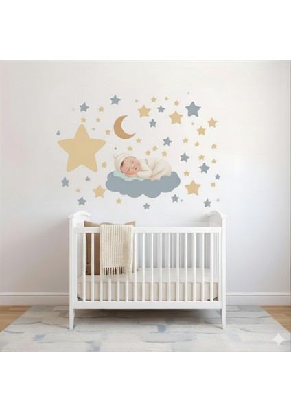 Blok Design Bebek Odası Için Uyuyan Bebek Temalı Duvar Sticker