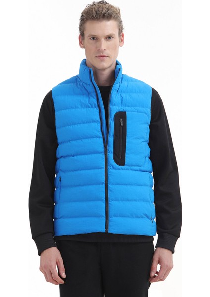 Mavi Regular Fit Dik Yaka Casual Dokuma Spor Yelek