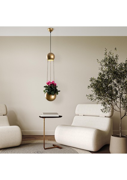 Verde Tekli Saksı Sarkıt Avize Parlak Gold, Modern Dekoratif Çiçeklik Tavan Aydınlatma VERDE-15422 fiyatları