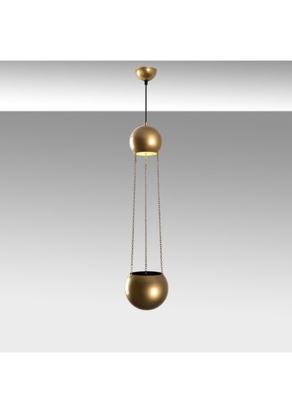 Verde Tekli Saksı Sarkıt Avize Parlak Gold, Modern Dekoratif Çiçeklik Tavan Aydınlatma VERDE-15422