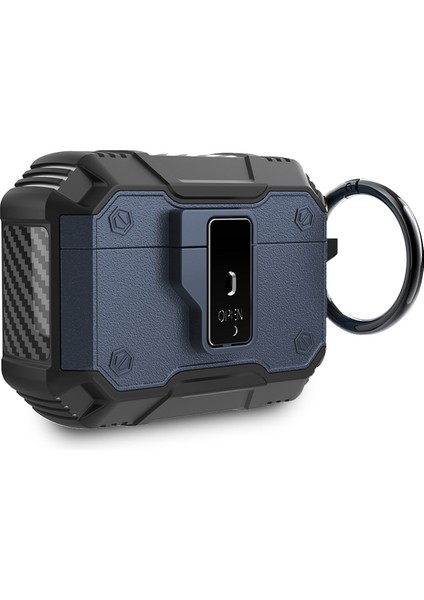 Apple Airpods Pro 3 Uyumlu Karbonfiber Dokulu Darbe Emici Airbag Korumalı Tpu Zırh Kılıf