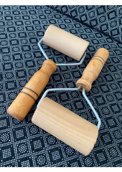 2'li Ahşap Saplı Hamur Açıcı Mini Merdane, Bambu Pizza Hamur Açma Rulosu