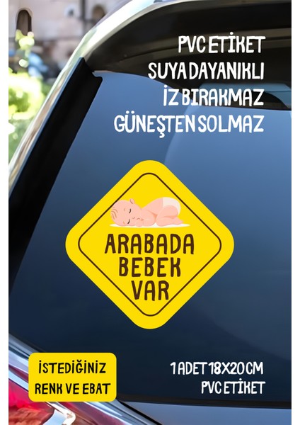 Arabada Bebek Var Araba-Motosiklet Cam Etiket Sticker - Erkek
