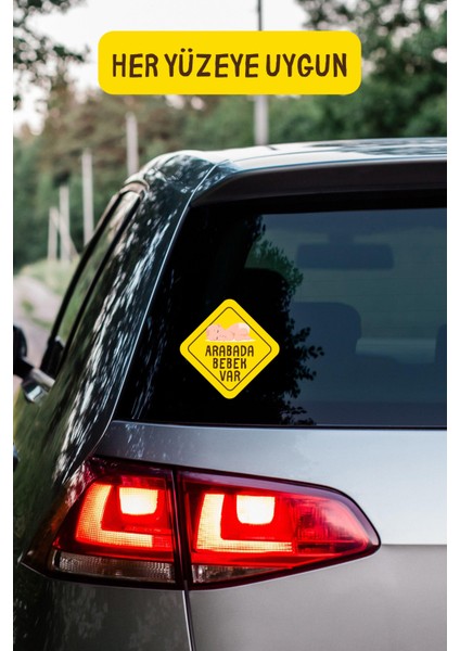 Arabada Bebek Var Araba-Motosiklet Cam Etiket Sticker - Erkek modelleri