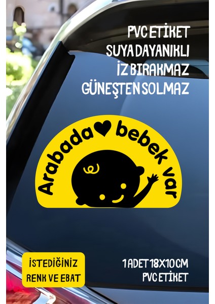 Arabada Bebek Var Araba-Motosiklet Cam Etiket Sticker - Unisex