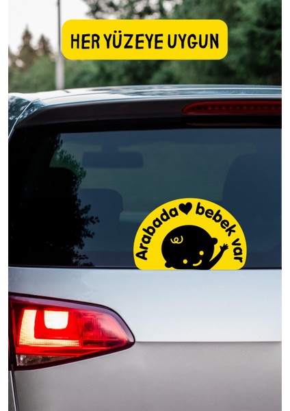 Arabada Bebek Var Araba-Motosiklet Cam Etiket Sticker - Unisex modelleri
