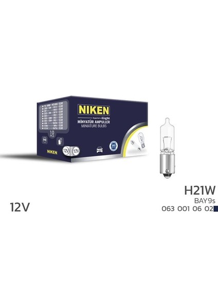 H21W MINYATUR AMPUL BAY9S 125 10LU (10 ADET)