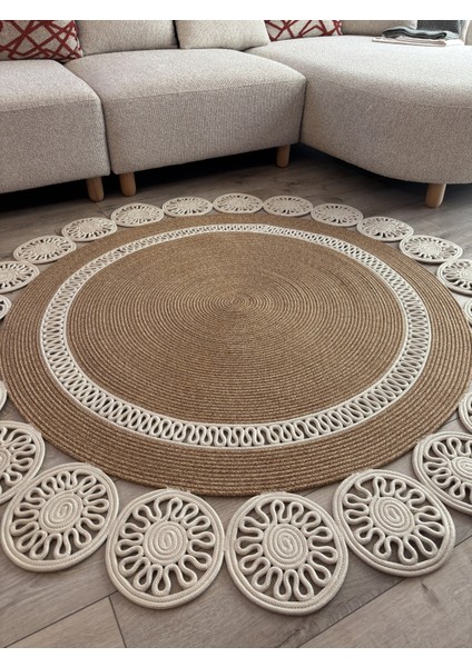 Buganvilla Hasır Jüt Çiçek Desenli El Dokuma Antre Salon Mutfak Yatak Odası Kilim Paspas modelleri