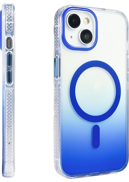 iPhone 13 Kılıf M-Safe Şarj Özellikli Transparan Renk Geçişli Btbm Toros Kapak - Rose Pembe modelleri