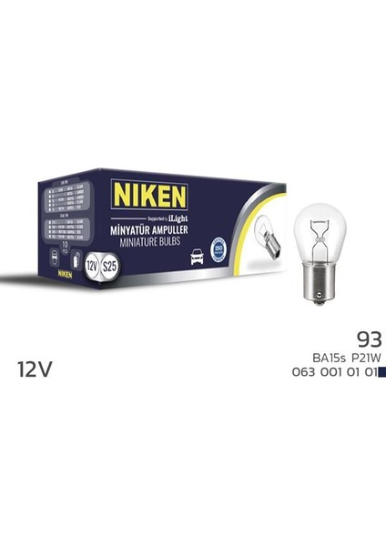 93 AMPUL DÜZ BA15S P21W 125 10LU (10 ADET)