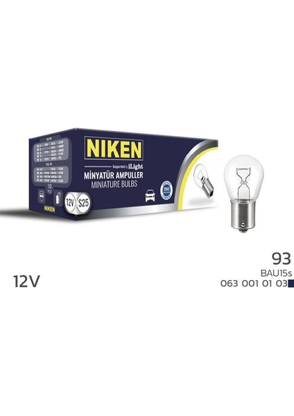93 AMPUL YAKIN TIR. BAU15S P21W 125 10LU (10 ADET)