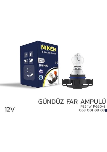 125 PS24W GÜNDÜZ FAR AMPULÜ PG20-3 10LU UNIVERSAL (10 ADET)