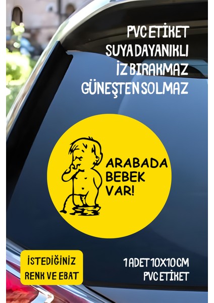 Arabada Bebek Var Araba-Motosiklet Cam Etiket Sticker - Unisex