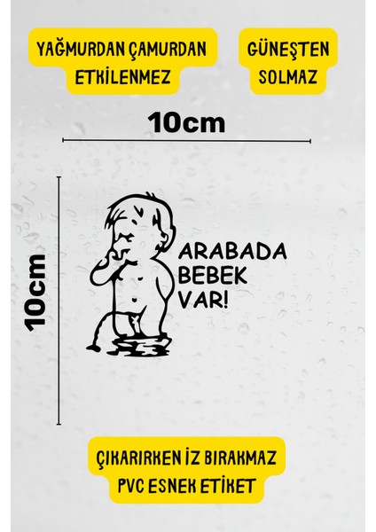 Arabada Bebek Var Araba-Motosiklet Cam Etiket Sticker - Unisex fiyatları