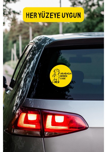 Arabada Bebek Var Araba-Motosiklet Cam Etiket Sticker - Unisex modelleri