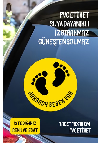 Arabada Bebek Var Araba-Motosiklet Cam Etiket Sticker - Unisex
