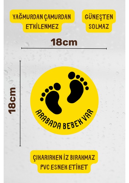 Arabada Bebek Var Araba-Motosiklet Cam Etiket Sticker - Unisex fiyatları