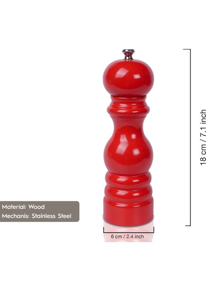 Kırmızı Ahşap Tuz ve Karabiber El Değirmeni Öğütücü Grinder 18 Cm fiyatları