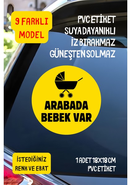 Arabada Bebek Var Araba-Motosiklet Cam Etiket Sticker 9 Farklı Seçenek - Unisex