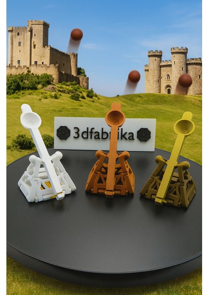Mini Mancınık Masa Oyuncağı – 3D Baskı Dekoratif Atış Makinesi