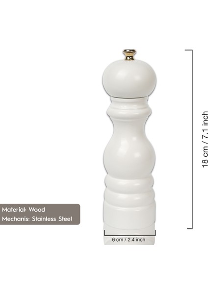 Beyaz Ahşap Tuz ve Karabiber El Değirmeni Öğütücü Grinder 18 Cm fiyatları