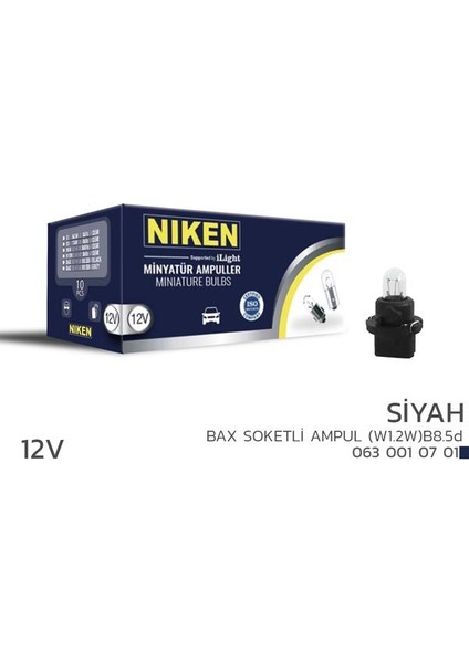 125 BAX SOKETLİ AMPUL W1.2W B8.5D SİYAH 10L UNIVERSAL (10 ADET)