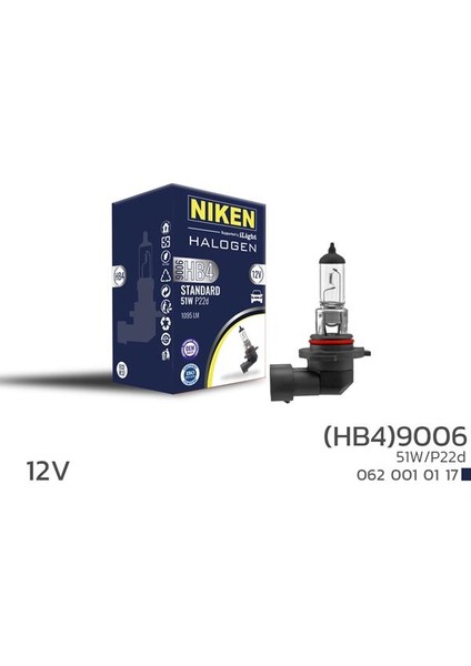 9006 HB4 51W HALOJEN AMPUL P22D 125 (10 ADET)
