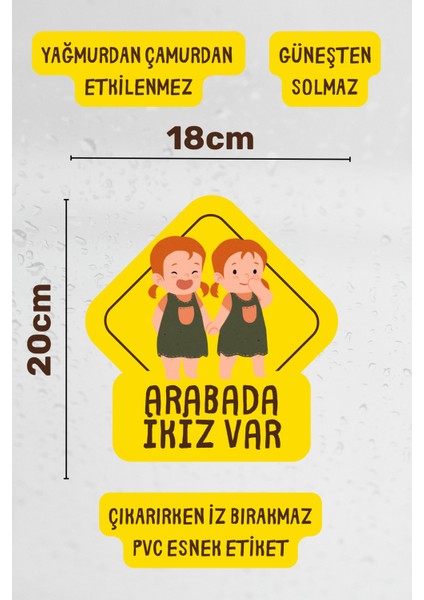 Arabada Ikiz Bebek Var Araba-Motosiklet Cam Etiket Sticker - Kız fiyatları