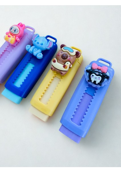 Kuromi Stitch Labubu Capybara Kapibara Sürgülü Silgi Seti 4 Adet Silgi fiyatları