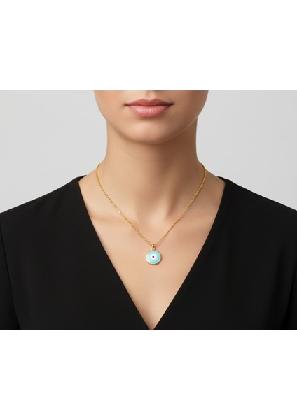 Nazar Boncuğu Figürlü Kadın Kolye, Ayarlanabilir Zincir Uzunluğu, Zincir ile Birlikte Gönderilir Ve 3 Zincir Seçeneği