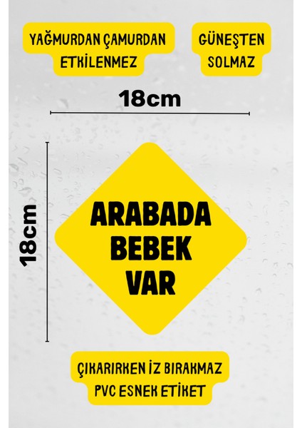 Arabada Bebek Var Araba-Motosiklet Cam Etiket Sticker - Unisex fiyatları