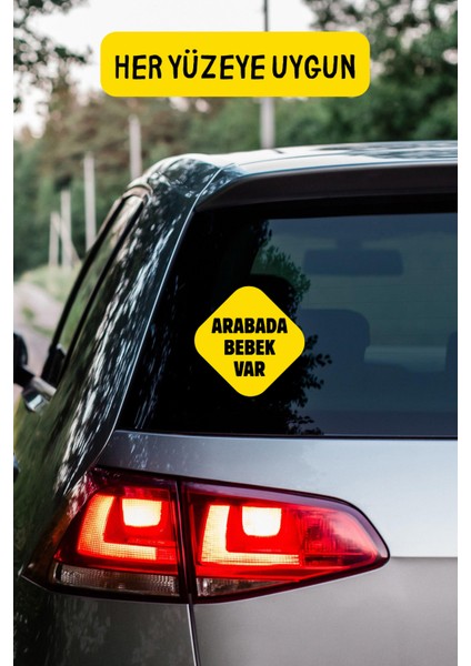 Arabada Bebek Var Araba-Motosiklet Cam Etiket Sticker - Unisex modelleri