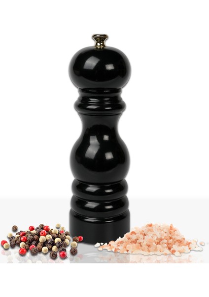 Siyah Ahşap Tuz ve Karabiber El Değirmeni Öğütücü Grinder 18 Cm