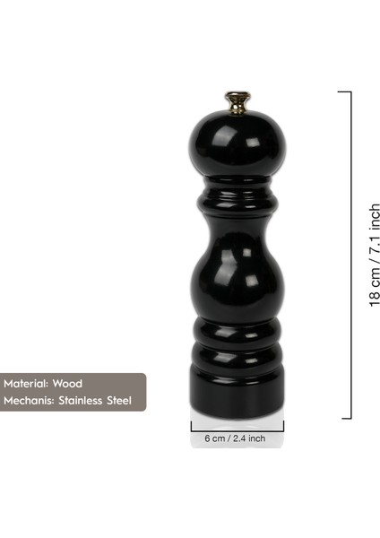Siyah Ahşap Tuz ve Karabiber El Değirmeni Öğütücü Grinder 18 Cm fiyatları