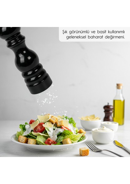 Siyah Ahşap Tuz ve Karabiber El Değirmeni Öğütücü Grinder 18 Cm fırsatları