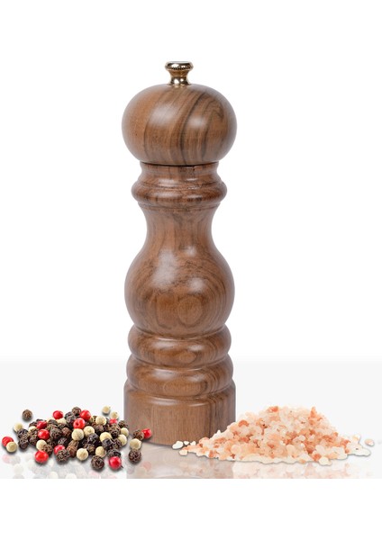 Ceviz Ahşap Tuz ve Karabiber El Değirmeni Öğütücü Grinder 18 Cm