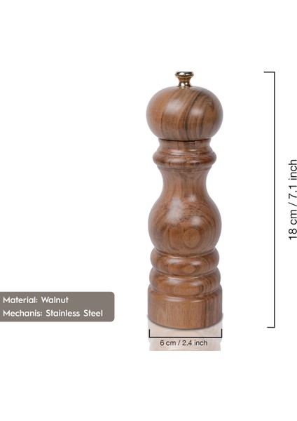 Ceviz Ahşap Tuz ve Karabiber El Değirmeni Öğütücü Grinder 18 Cm fiyatları