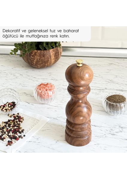 Ceviz Ahşap Tuz ve Karabiber El Değirmeni Öğütücü Grinder 18 Cm modelleri