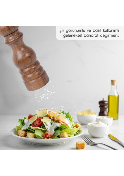 Ceviz Ahşap Tuz ve Karabiber El Değirmeni Öğütücü Grinder 18 Cm fırsatları