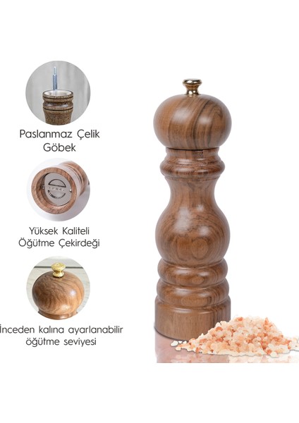 Ceviz Ahşap Tuz ve Karabiber El Değirmeni Öğütücü Grinder 18 Cm indirimleri