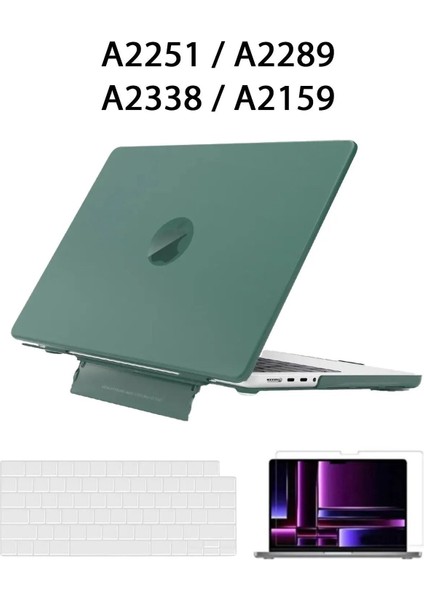 Macbook Pro 13 M1 M2 A2251 A2289 A2159 A2338 Kılıf Standlı Kapak Klavye Koruyucu Ekran Koruyucu Set