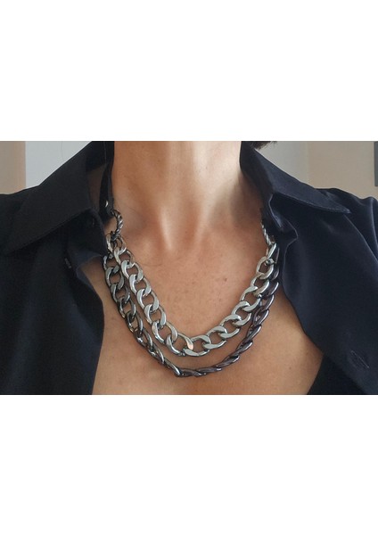 Hakiki Deri Siyah Kısa Zincir Kolye fırsatları