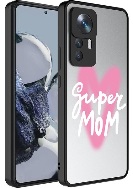 Xiaomi Mi 12T Pro Kılıf Aynalı Desenli Kamera Korumalı Parlak Aden Mirror Kapak-Süper Anne