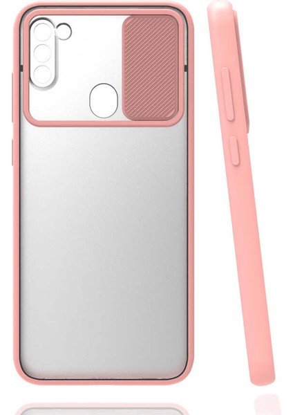 Galaxy A11 Kılıf Aden Lensi Kapak-Pembe Açık