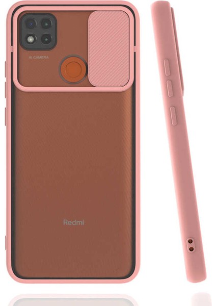 Xiaomi Redmi 9c Kılıf Aden Lensi Kapak-Pembe Açık