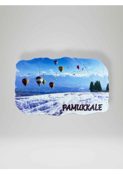Pamukkale Temalı Çatlatma Polyester Magnet Buzdolabı Süsü 9cm x 5,5cm (KOD:885)