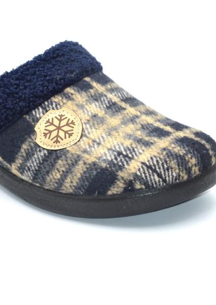 Erkek Lacivert Desenli Kışlık Ev Terliği modelleri